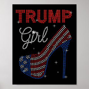 トランプ女の子ハイヒールRhinestone米国国旗の投票トランプ ポスター