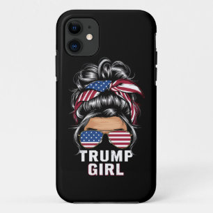 トランプ女子 お団子ヘア アメリカ国旗 トランプ 2024年選挙 iPhone 11 ケース