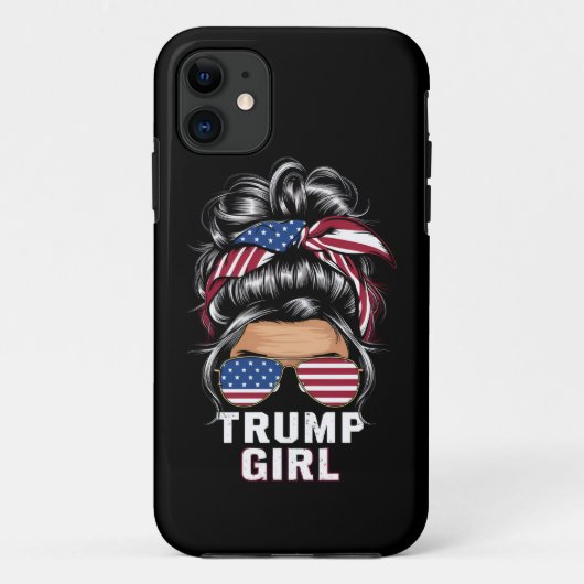 トランプ女子 お団子ヘア アメリカ国旗 トランプ 2024年選挙 Case-Mate iPhoneケース (裏面)