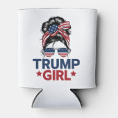 トランプ女子 お団子ヘア トランプ 2024年 選挙 アメリカ  缶クーラー (正面)