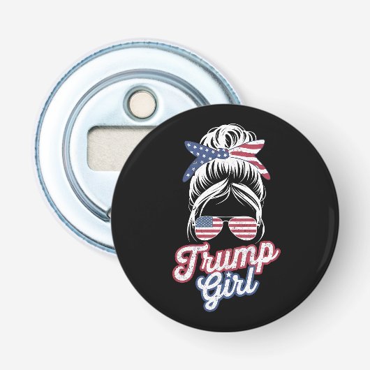 トランプ女子 お団子ヘア ビンテージ USA アメリカ国旗 栓抜き (正面)
