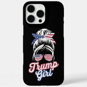 トランプ女子 お団子ヘア ビンテージ USA アメリカ国旗 iPhone 16 PRO MAXケース