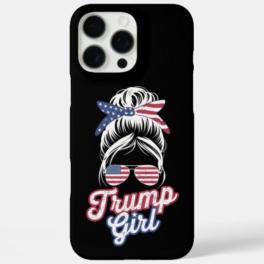 トランプ女子 お団子ヘア ビンテージ USA アメリカ国旗 Case-Mate iPhoneケース (裏面)