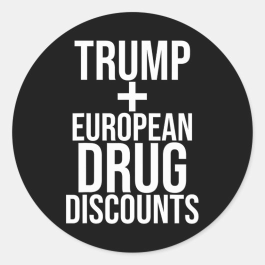 トランプ対ヨーロッパ薬価格 – 風刺的引用文De ラウンドシール (正面)