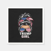 トランプ少女メッシーバンUSA国旗のトランプ2024選挙 スタンダードカクテルナプキン (正面)