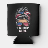 トランプ少女メッシーバンUSA国旗のトランプ2024選挙 缶クーラー (正面)