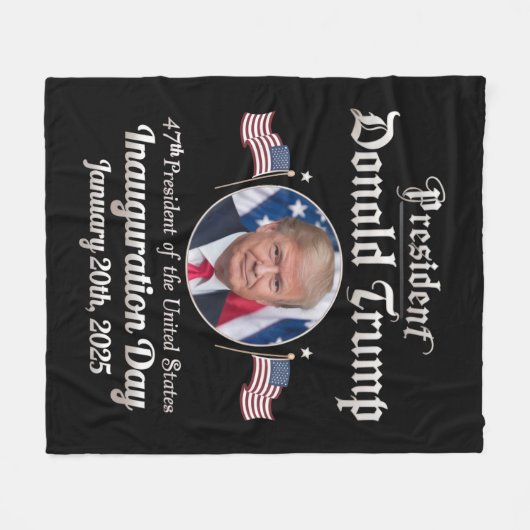 トランプ就任式の日2025第47期米国大統領 フリースブランケット (正面(横))