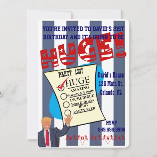 トランプ巨大バースデー・マイルストーン・セレブレーション・パーティー 招待状 (正面)