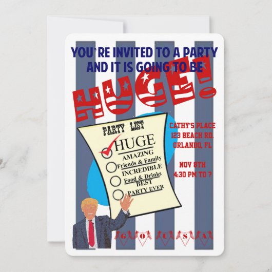 トランプ巨大パーティー招待状 HUGE Celebration Cocktail Party 招待状 (正面)