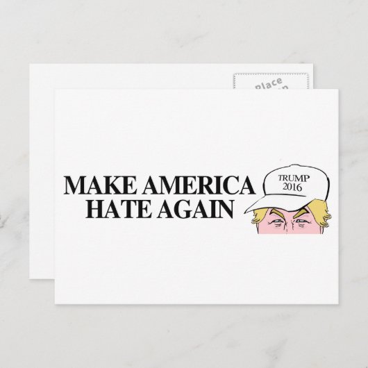 トランプ帽子 – 再びアメリカを憎む – .png ポストカード (正面/裏面)