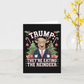 トランプ彼らはトナカイ食べのクリスマスサンタである カード (黄色い花)