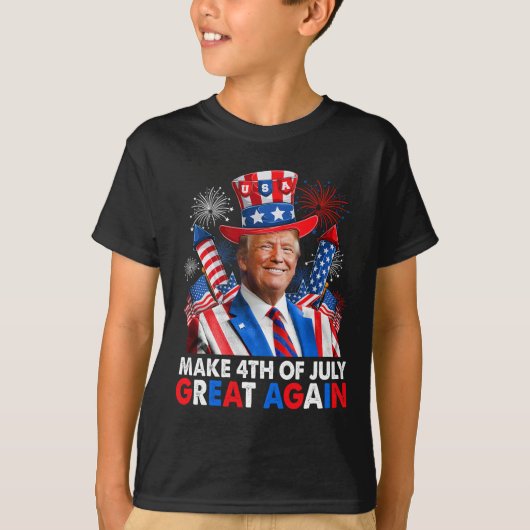 トランプ愛国花火7月素晴らし4日 Tシャツ (正面)