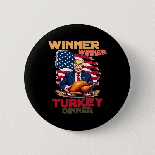 トランプ感謝優勝者トルコのディナーコオ 缶バッジ (正面)