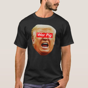 トランプ戦争の豚、叫ぶトランプTシャツ、トランプ反対 Tシャツ