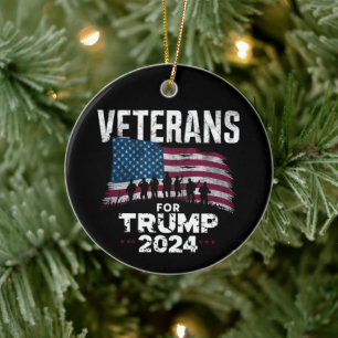 トランプ支持者 2024 アメリカ国旗 退役軍人 お父さん おじいさん セラミックオーナメント