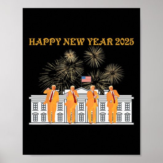 トランプ新年2025ホワイトハウス花火のお祝い ポスター (正面)