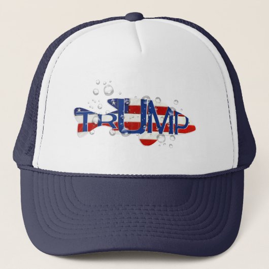 トランプ旗の泡に浮かぶ魚 キャップ (正面)