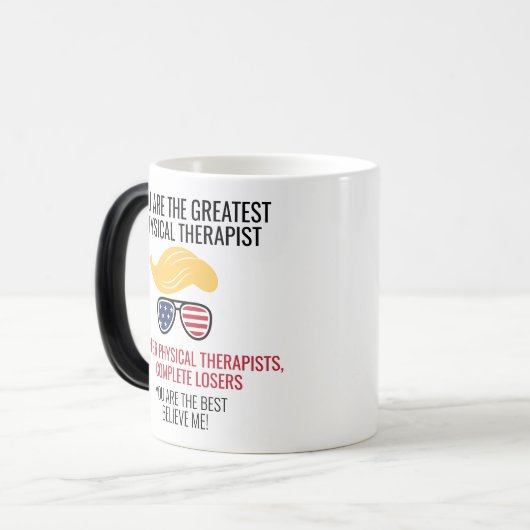 トランプ最高のおもしろいス物理セラピスト モーフィングマグカップ (正面左)