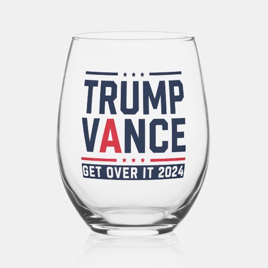 トランプ氏が2024年に当選し、大統領トランプ・ヴァンス ステムなしワイングラス (裏面)