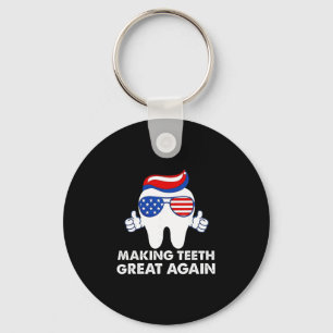 トランプ氏の歯をグレートに Funny Teeth Trump Hair  キーホルダー