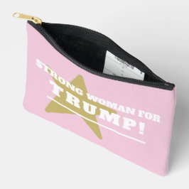 トランプ氏を支持する強い女性 ピンク アクセサリーポーチ