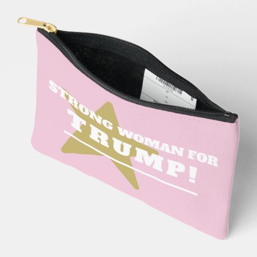 トランプ氏を支持する強い女性 ピンク アクセサリーポーチ (見開き)