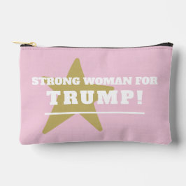 トランプ氏を支持する強い女性 ピンク アクセサリーポーチ