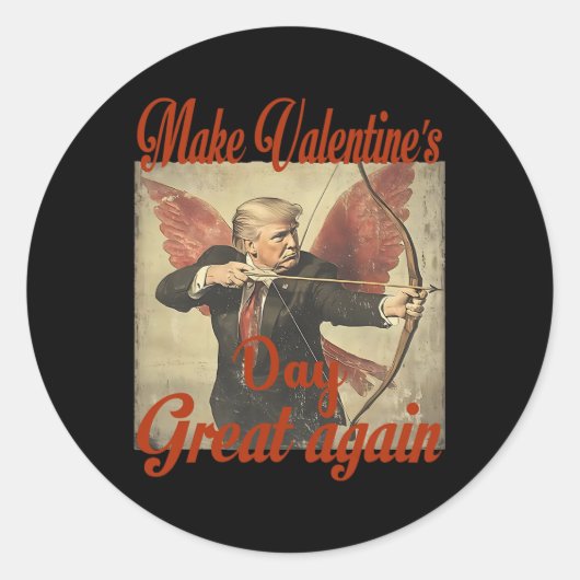 トランプ氏風刺バレンタイン Make Valentine's Day Great Again ラウンドシール (正面)