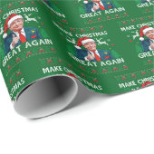 トランプ氏風刺 クリスマスを再び偉大に グリーン ルーズ柄 ラッピングペーパー (ロールコーナー)