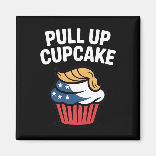 トランプ氏 おもしろ トランプ氏 カップケーキを引っ張り上げる マグネット (正面)