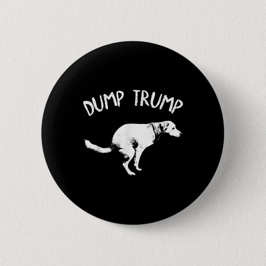 トランプ犬の糞を捨てる 缶バッジ (正面)