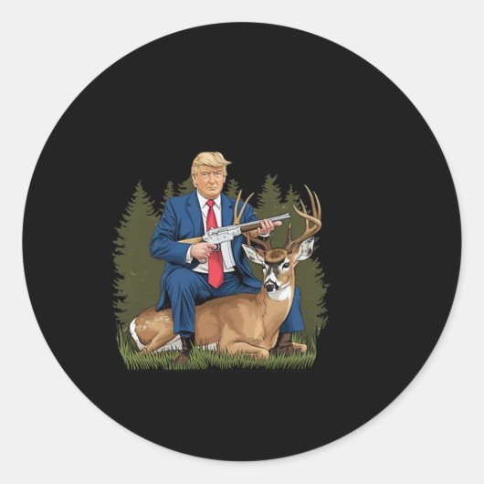 トランプ狩り鹿おもしろいビール飲みビール ラウンドシール (正面)