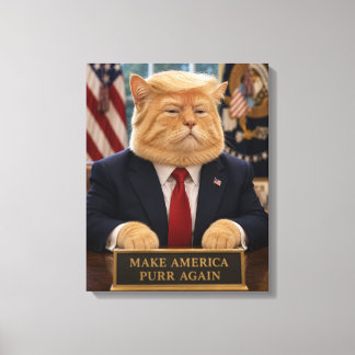 トランプ猫の肖像画 - アメリカを再びニャンとさせよう キャンバスプリント