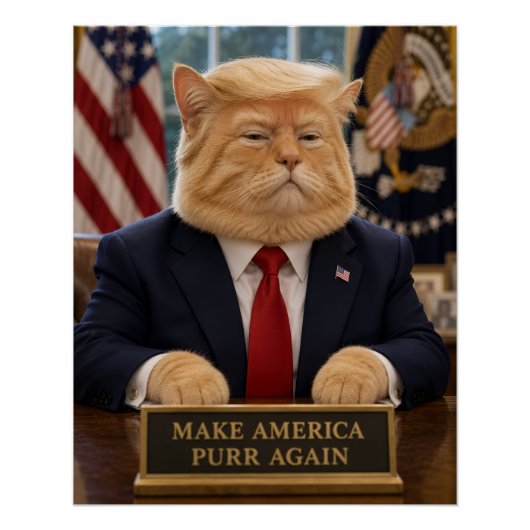 トランプ猫の肖像画 - アメリカを再びニャンとさせよう ポスター (正面)