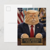 トランプ猫の肖像画 - アメリカを再びニャンとさせよう ポストカード (正面/裏面)