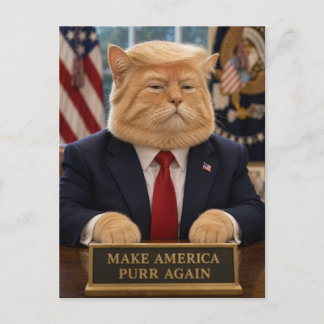 トランプ猫の肖像画 - アメリカを再びニャンとさせよう ポストカード