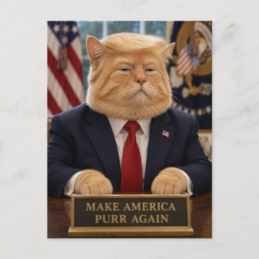 トランプ猫の肖像画 - アメリカを再びニャンとさせよう ポストカード (正面)