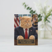トランプ猫の肖像画 - アメリカを再びニャンとさせよう ポストカード (スタンド正面)