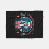 トランプ私はクリスマスのトランプのクリスマスのためおもしろいに家に帰る フリースブランケット (正面(横))