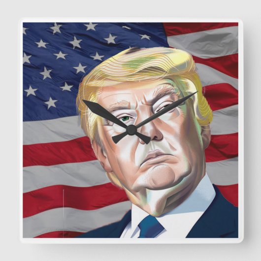 トランプ第45代米国大統領 – 贈り物 スクエア壁時計 (正面)
