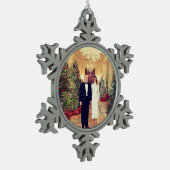 トランプ米大統領ホワイトハウスクリスマススノーフレーク スノーフレークピューターオーナメント (左)