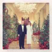 トランプ米大統領ホワイトハウスクリスマス ガラスコースター (正面)