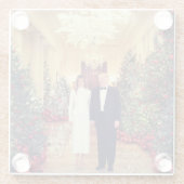 トランプ米大統領ホワイトハウスクリスマス ガラスコースター (裏面)