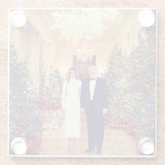 トランプ米大統領ホワイトハウスクリスマス ガラスコースター (裏面)