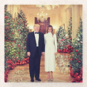 トランプ米大統領ホワイトハウスクリスマス ガラスコースター (正面)