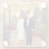 トランプ米大統領ホワイトハウスクリスマス ガラスコースター (裏面)