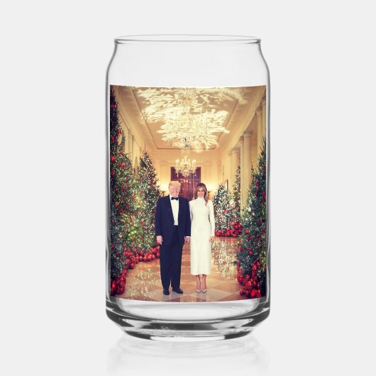 トランプ米大統領ホワイトハウスクリスマス ガラス缶 (正面)