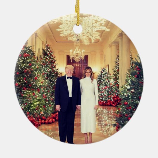 トランプ米大統領ホワイトハウスクリスマス セラミックオーナメント (裏面)