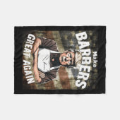 トランプ素晴らしのために再び_理容師を理容師する フリースブランケット (正面(横))