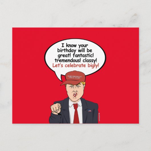 トランプ素晴らし誕生日カード – レッツビグリ祝 ポストカード (正面)